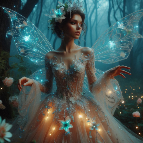 A-fairy-queen-in-a-crystal-embellished-gown-bioluminescent-floral-motifs-enchanted-forest-setting-soft-Rembrandt-lighting (1)