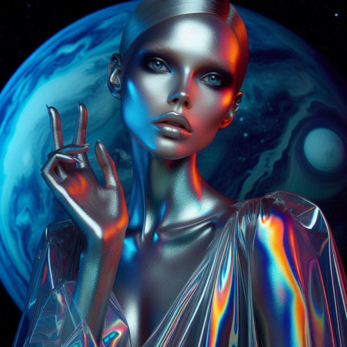 An-extraterrestrial-model-with-iridescent-skin-fluid-metallic-dress-zero-gravity-studio-holographic-reflections