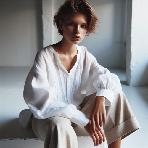 No-makeup-model-in-crisp-white-linen-shirt-raw-silk-trousers-stark-white-studio-focus-on-natural-textures